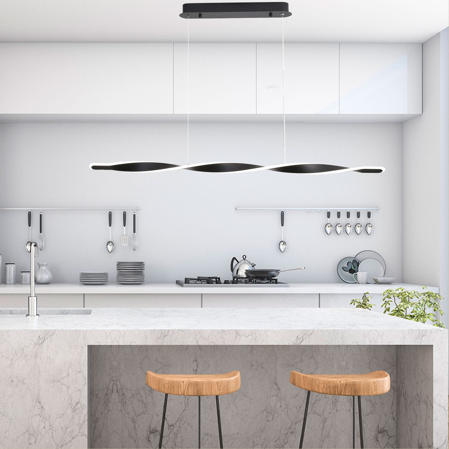 AEON Linear TriColour LED Pendant Black